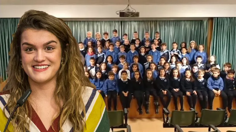 Los alumnos del Colegio Nuestra Señora del Huerto de Pamplona felicitan a su ex compañera Amaia Romero, ganadora de Operación Triunfo