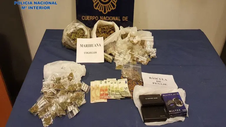 Droga incautada en la detención de un presidente de una asociación cannábica en la Rochepea. POLICÍA NACIONAL
