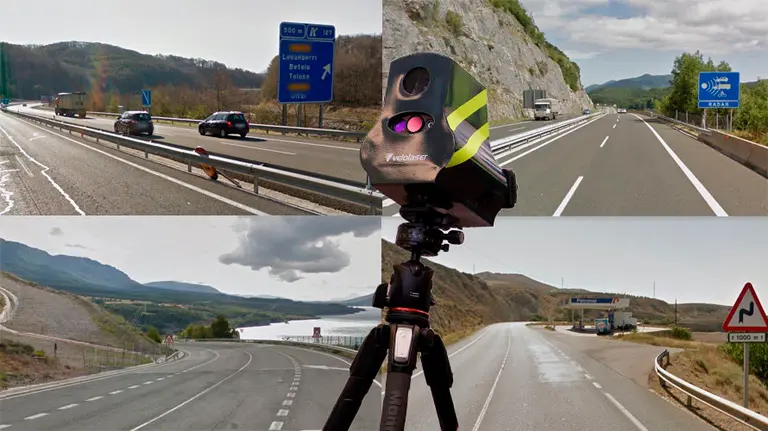 Imagen de varias carreteras navarras donde la DGT informa que podría colocar radares móviles, fijos o algunos de los nuevos miniradares Velolaser que estrena en la Operación Salida de Semana Santa NAVARRACOM