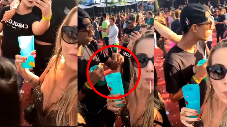 Momento en el que una joven graba cómo tratan de drogarla en una fiesta TWITTER