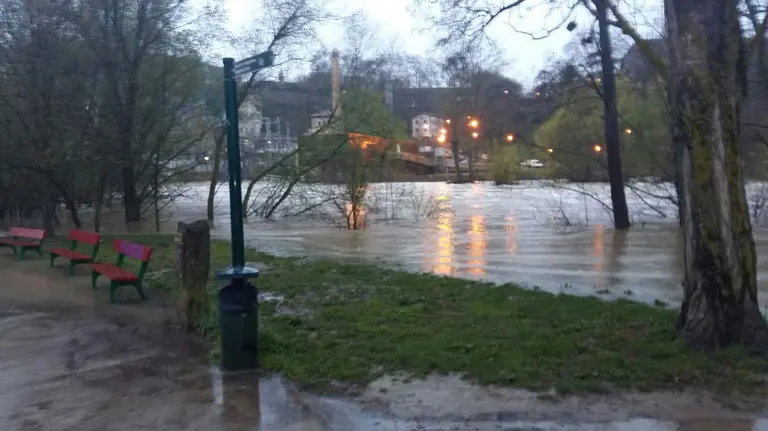 Inundaciones al desbordarse el Arga. CEDIDA