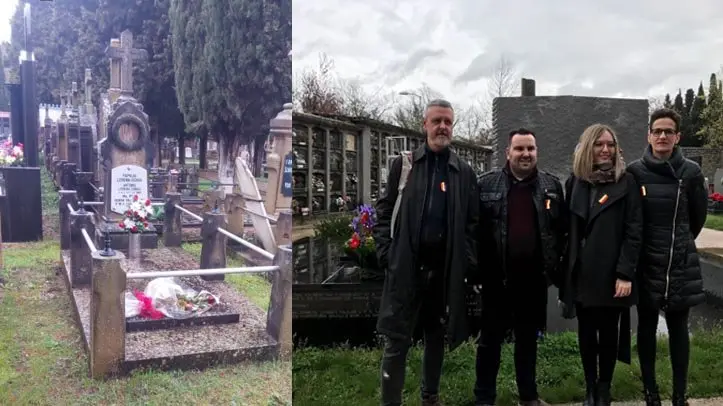 María Chivite, Martín Zabalza, Camino Orejas y Carlos Mena en el acto de homenaje a los fusilados durante la Guerra Civil TWITTER
