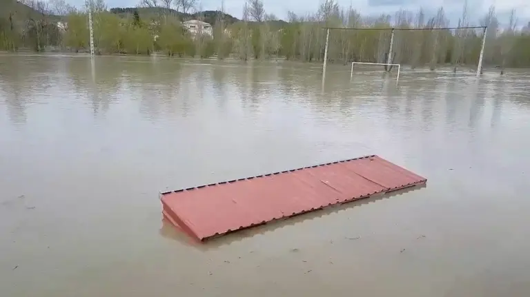 El campo del Injerto inundado por la riada. TWITTER