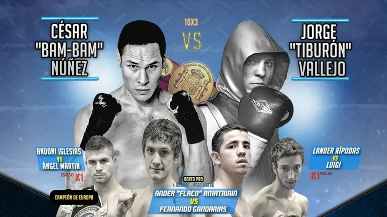 Cartel de pesaje previo a los combates.