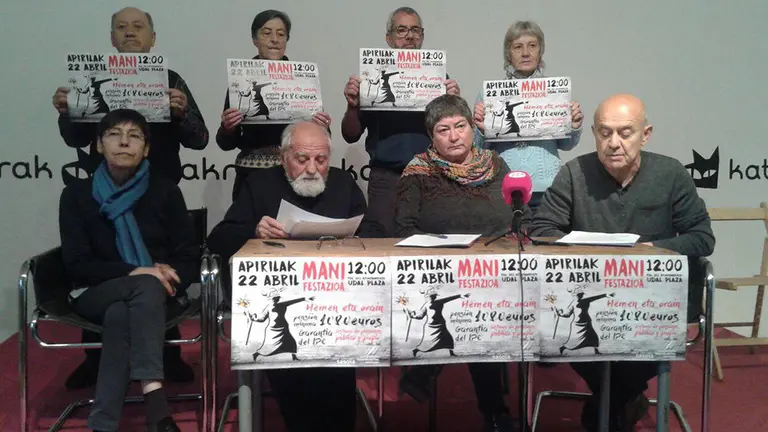 Rueda de prensa de Nafarroako Pentsionistak Martxan y Sasoia para convocar nuevas movilizaciones en defensa de unas pensiones dignas y garantizas CEDIDA