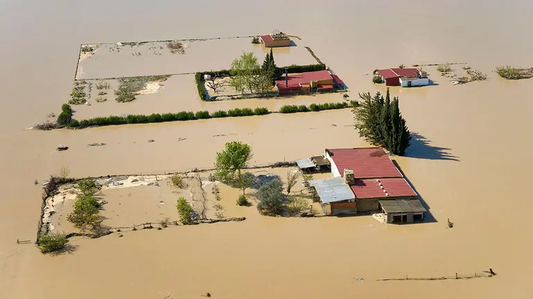 Vista áerea de las zonas inundadas por el Ebro en la Ribera (Ribaforada 3) GOBIERNO DE NAVARRA