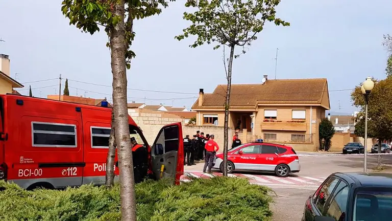El despliegue organizado por la Policía Foral para detener al presunto agresor en su casa de Cintruénigo. POLICÍA FORAL
