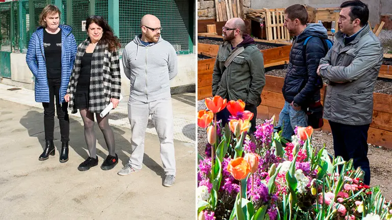 El concejal de Ecología del Ayuntamiento de Pamplona, Armando Cuenca, en dos acciones presentando iniciativas en las zonas verdes de la capital NAVARRACOM