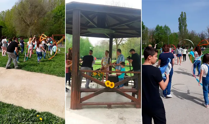 Imágenes de la grabación del videoclip Un mar de girasoles, de EducARTE, en apoyo a los niños desaparecidos FOTOGRAFÍAS CEDIDAS