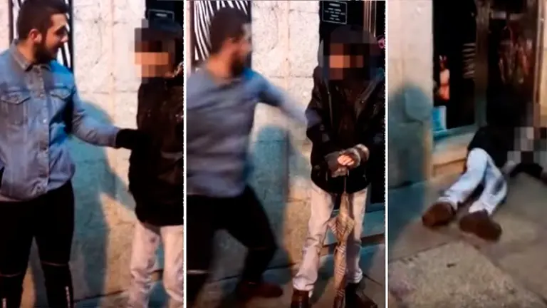 Secuencia de la brutal agresión sufrida por un hombre en un municipio gallego. YOUTUBE