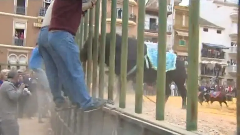 Imagen del encierro de Baes de Segura en el que ha fallecido una mujer de 59 años corneada al cruzar por el recorrido Foto ANTENA 3 NOTICIAS (1)