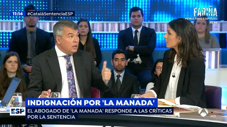 El abogado defensor de cuatro de los condenados de La Manada, Agustín Martínez Becerra, interviene en el programa Espejo Público para dar su versión de la condena a sus clientes ANTENA 3