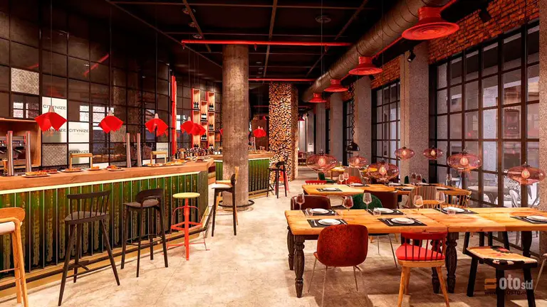 Imagen interior que presentará el nuevo hostel que se planea abrir en los antiguos almacenes Unzu. CEDIDA