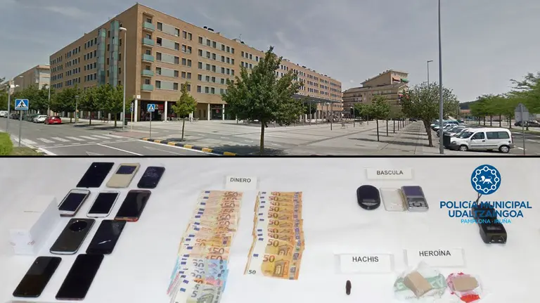 La droga incautada en dos viviendas donde se vendía droga en el barrio pamplonés de Buztintxuri Fotos POLICÍA MUNICIPAL ARCHIVO