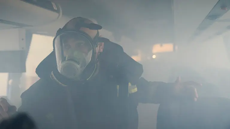 Realización del primer simulacro de incendio y evacuación de un autobús escolar que se lleva a cabo en Navarra. MIGUEL SANTIAGO03