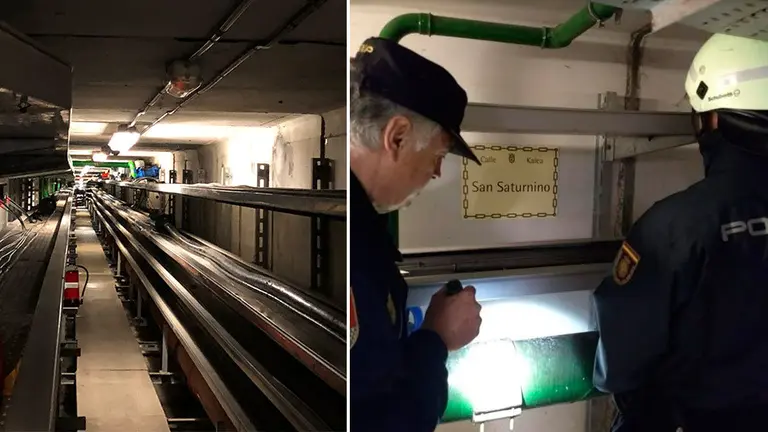 Dispositivo de la Policía Nacional inspecciona Pamplona bajo tierra. CEDIDA