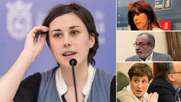 La concejala de Aranzadi, Laura Berro, junto a las imágenes de los concejales Maite Esporrín PSN, Iñaki Cabasés Geroa Bai y Ana Elizalde UPN NAVARRACOM
