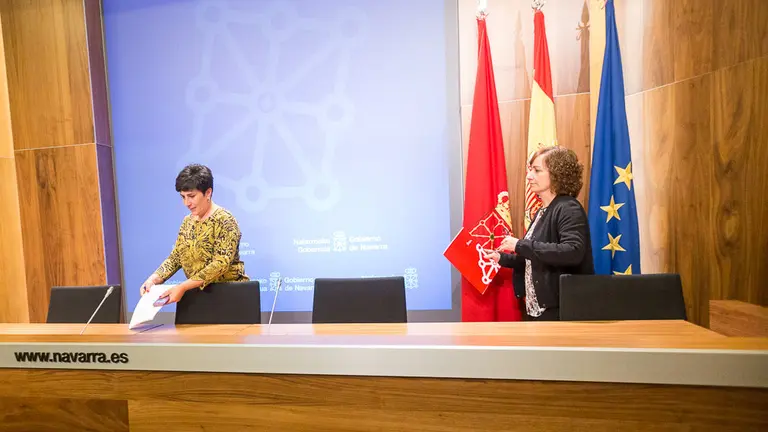 Ana Herrera y María Solana informan de los acuerdos aprobados en la sesión semanal del Gobierno de Navarra (07). IÑIGO ALZUGARAY