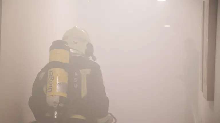 Simulacro de incendios en la Residencia Amavir Argaray. MIGUEL SANTIAGO10