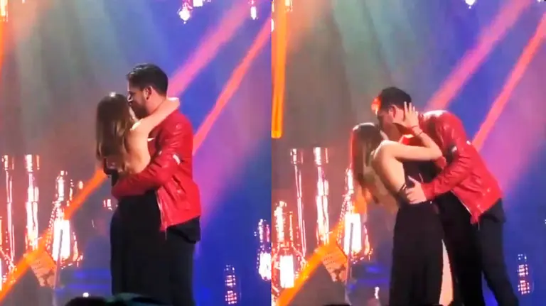Momento en el que Aitana rechaza el beso de Cepeda