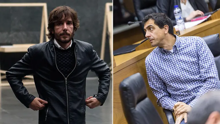 Mikel Buil y Rubén Velasco en el Parlamento de Navarra MIGUEL OSÉS  IÑIGO ALZUGARAY