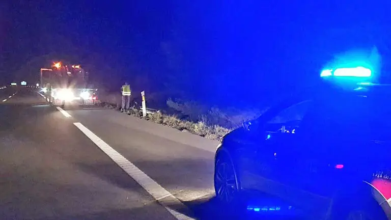 Salida de vía de un coche en Lodosa, donde el conductor ha sido denunciado por dar positivo en drogas POLICÍA FORAL