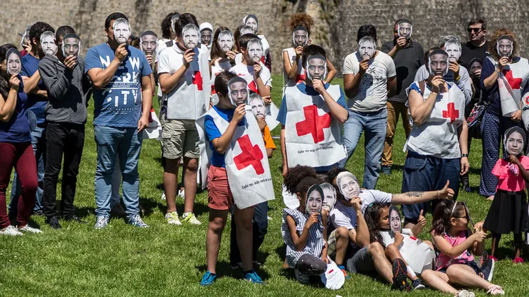 Cruz Roja Navarra celebra una jornada lúdica con personas participantes del programa de acogida con motivo del Día Mundial de las Personas Refugiadas (18). IÑIGO ALZUGARAY