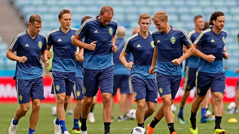 Sochi (Russian Federation), 22/06/2018. Jugadores de Suecia se entrenan antes de jugar ante Alemania en el Mundial 2018 en Rusia. EFE.