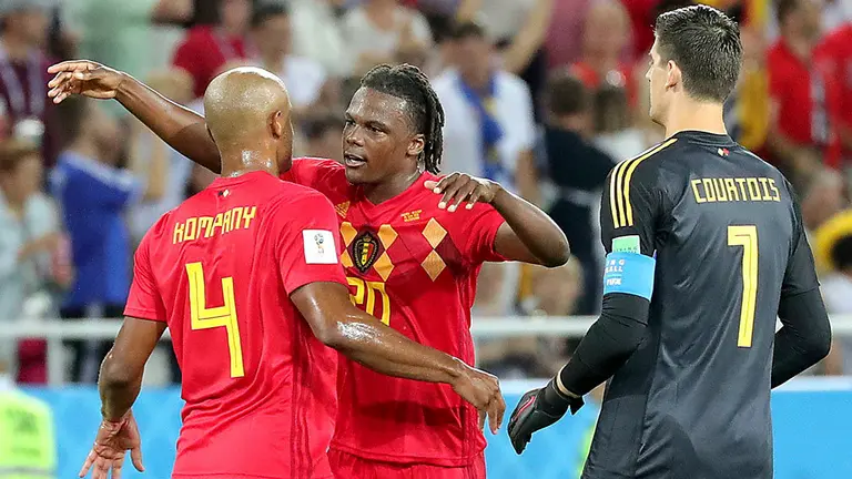 La seleccion belga en uno de sus partidos del Mundial de F&uacute;tbol 2018