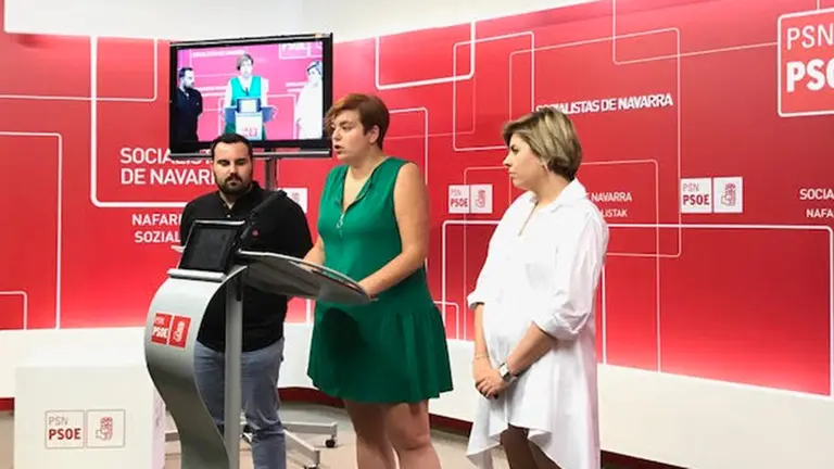 Rueda de prensa de las juventudes socialistas de Navarra para presentar su campaña de igualdad en San Fermín. CEDIDA
