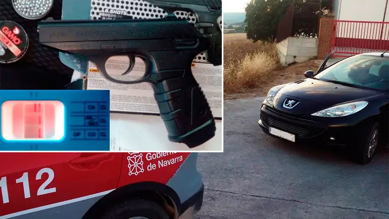 El coche inmovilizado en el que se encontró una pistola semiautomática. POLICÍA FORAL