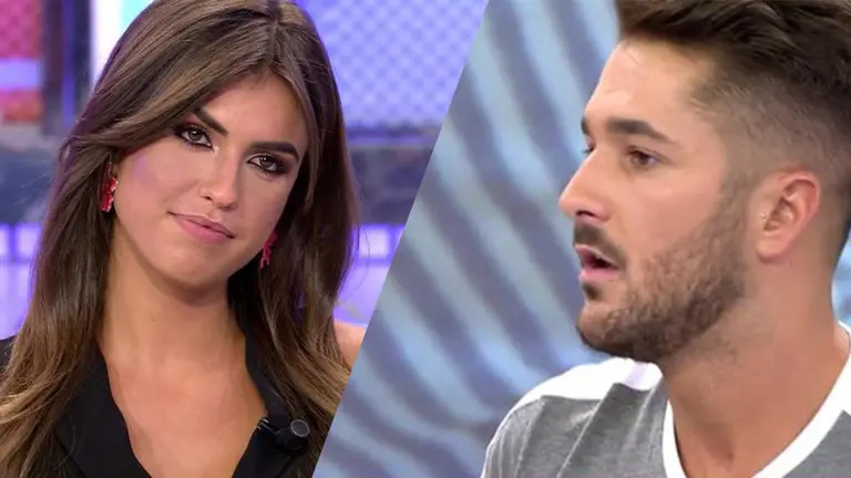 La pamplonesa Sofía Suescun, ganadora de Supervivientes, y su exnovio Hugo Paz en sendas entrevistas en Sálvame TELECINCO