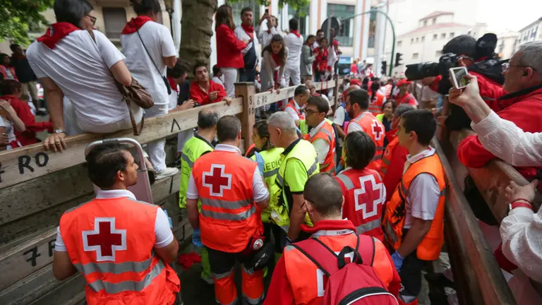 Primer encierro de  San Fermín 2018 con toros de la ganadería El Puerto de San Lorenzo. ALEJANDRO VELASCO (138)