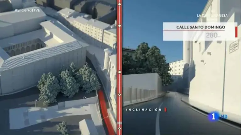 Captura del primer tramo del encierro, la cuesta de Santo Domingo