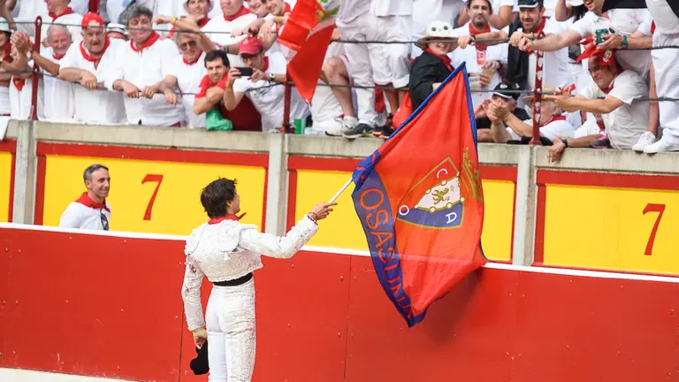 Quinta corrida de la feria de San Fermín 2018 con toros de la ganadería de Núñez del Cuvillo para los toreros Antonio Ferrera, Roca Rey y Ginés Marín. PABLO LASAOSA 27