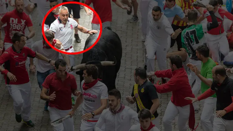 Jokin Zuasti, mítico corredor, en el primer encierro de las fiestas de San Fermín 2018 IÑIGO ALZUGARAY