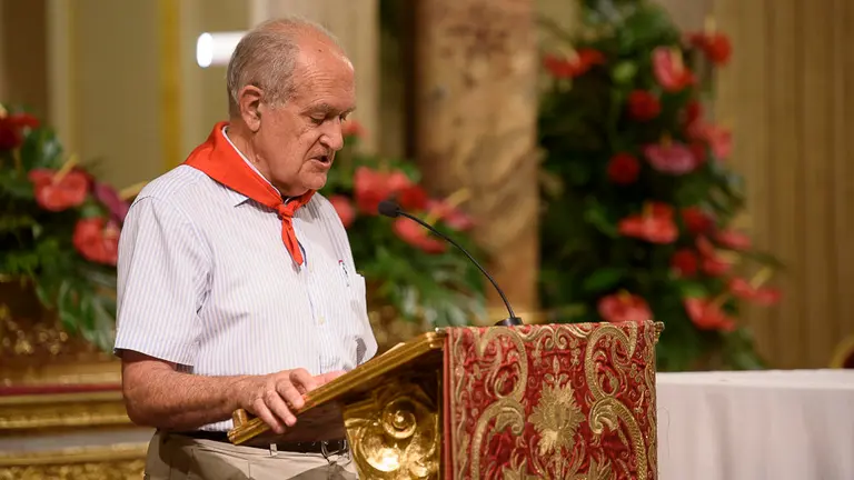 San Lorenzo celebra con una Misa el día de los mayores en San Fermín 2018. PABLO LASAOSA 18