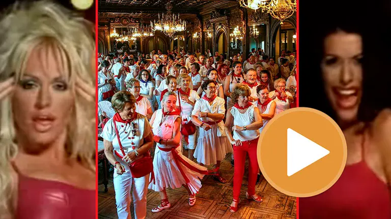 GRAF7074. PAMPLONA, 10/07/2018.- Tradicional baile de la alpargata en el Nuevo Casino de Pamplona durante las fiestas de San Fermín. EFE / Rodrigo Jimenez