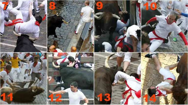 Vista de algunos de los momentos más destacados de los encierros de San Fermín 2018.