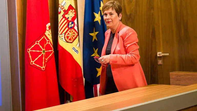 La presidenta del Gobierno de Navarra, Uxue Barkos, realiza un balance de la acción de gobierno al cumplirse tres años de legislatura (02). IÑIGO ALZUGARAY