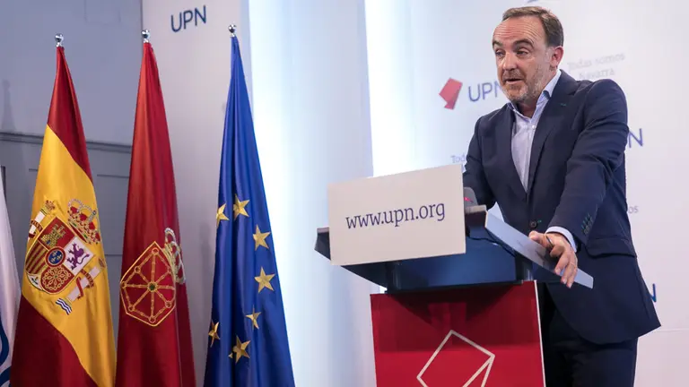 El presidente de UPN, Javier Esparza, realiza un balance de la acción del gobierno cuatripartito. IÑIGO ALZUGARAY