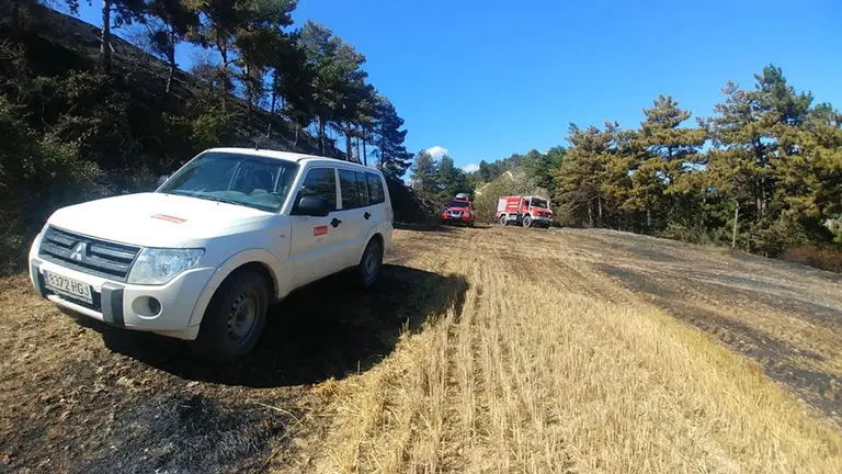 Labores de refresco en la zona del incendio de Obanos GUARDERÍO FORESTAL