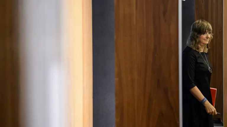 La consejera Ana Ollo hace balance de la acción del departamento de Relaciones Ciudadanas e Institucionales en el tercer año de legislatura. PABLO LASAOSA 01