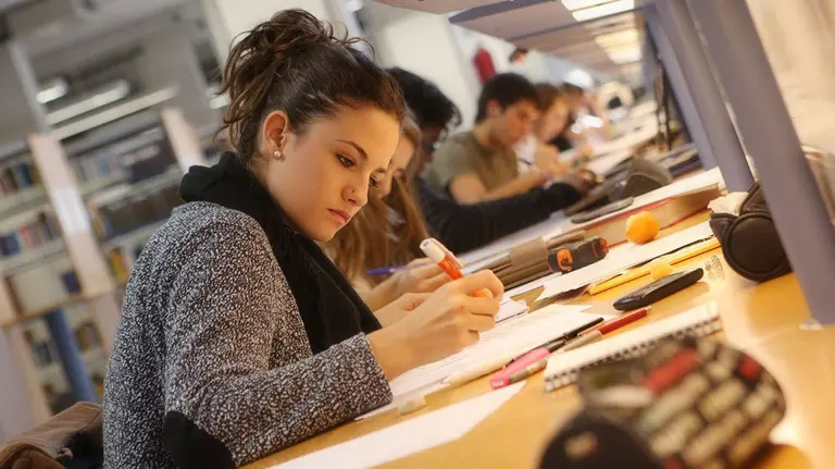 Estudiantes de la UPNA, en la biblioteca del campus de Arrosadía CEDIDA