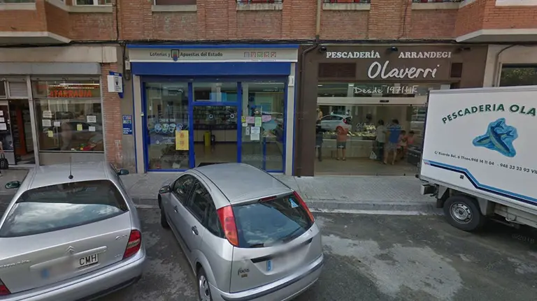 Exterior de la administración de lotería en Villava que ha repartido el segundo premio de la Bonoloto este lunes GOOGLE MAPS