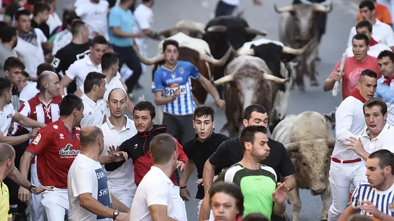 Primer encierro de las fiestas de Tafalla 2018 con la ganadería de Prieto de la Cal. MIGUEL OSÉS 03