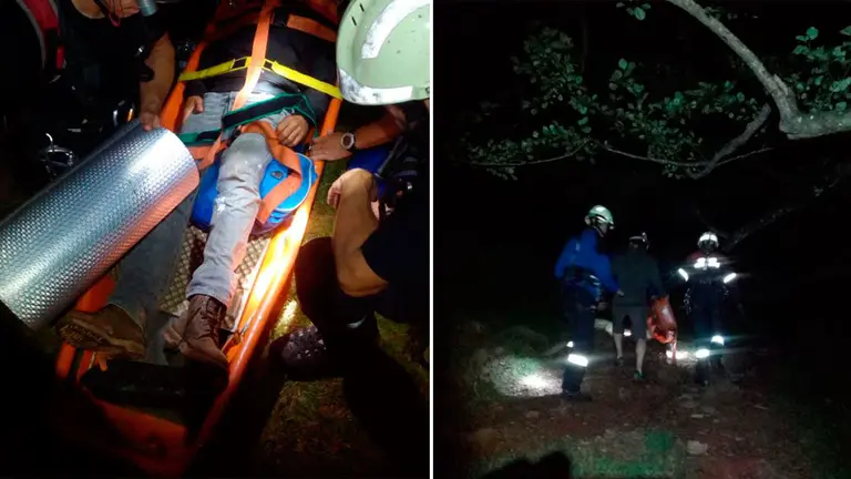 Bomberos y Guardia Civil ayudan a socorrer a un senderista francés herido en Navarra. BOMBEROS DE NAVARRA