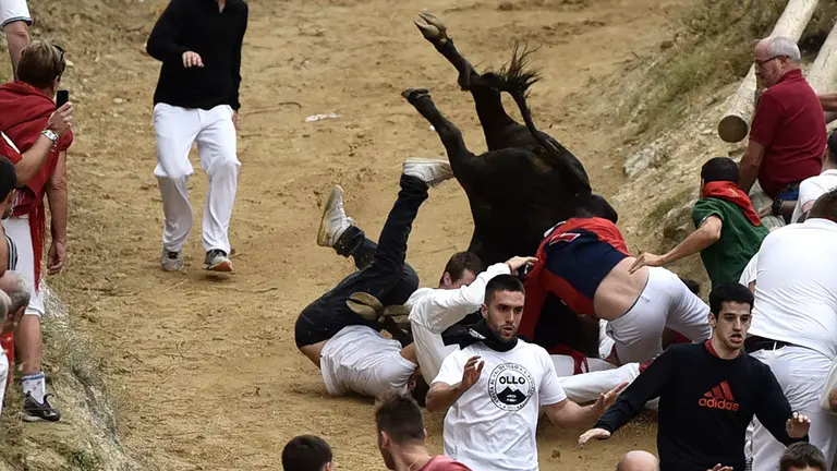 Quinto encierro de El Pilón de las fiestas de Falces de 2018. MIGUEL OSÉS (4)