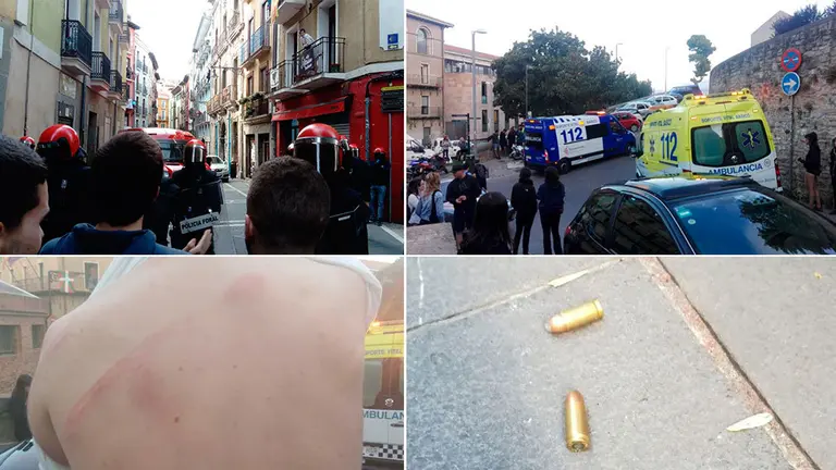 Varios de los momentos vividos en el desalojo de los ilegales del palacio Marqués de Rozalejo. TWITTER GAZTETXE MARAVILLAS