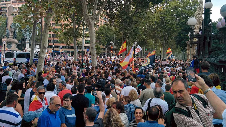 Manifestación convocada por Ciudadanos en apoyo a la mujer agredida por quitar lazos amarillos. EP
